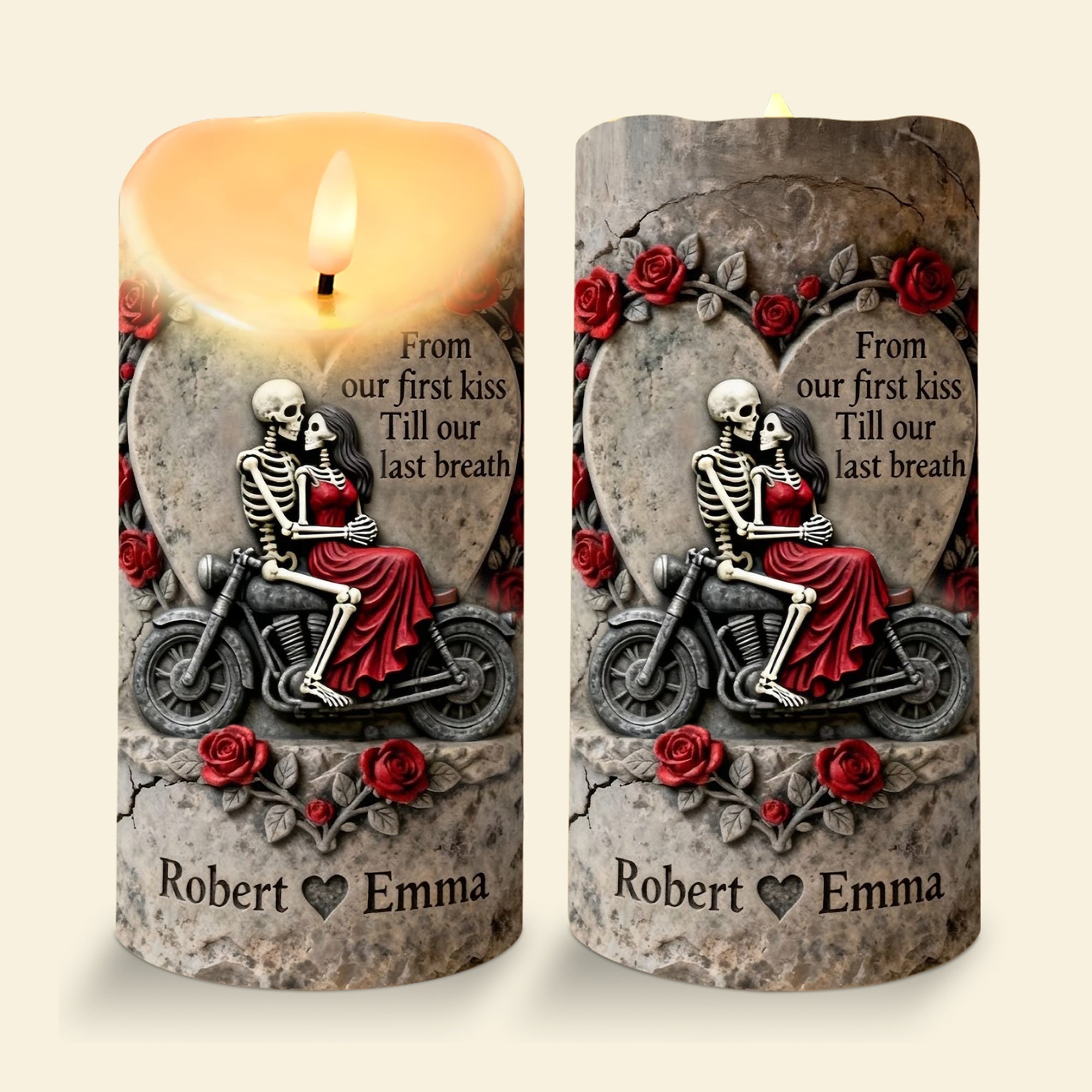 From Our First Kiss Till Our Last Breath - Personalized Couple LED Candle Led Candle PopCulturePrints