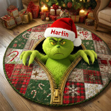 Load image into Gallery viewer, “Bring Holiday Cheer!” Personalized Christmas Fun Quilted Round Mat - Custom Gifts for Friends &amp; Family Doormat PopCulturePrints
