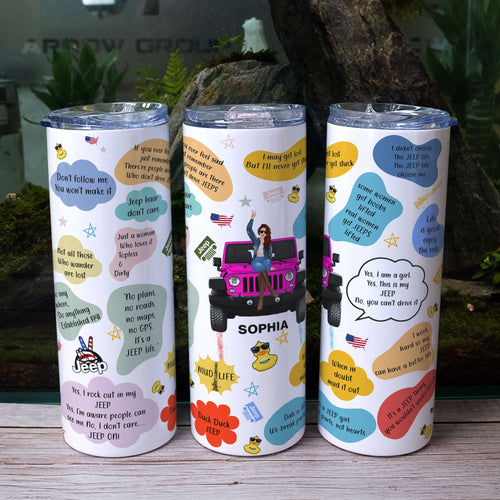 Personalized Jeep Life Tumbler for Women - Custom Name and Quotes Tumbler Cup PopCulturePrints