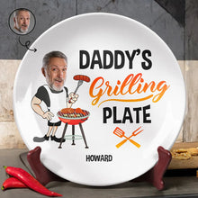 Load image into Gallery viewer, “Grill Like a Pro: Daddy&#39;s Ultimate Grilling Plate” - Custom Ceramic Plate for Dad and Grandpa Ceramic Plate PopCulturePrints
