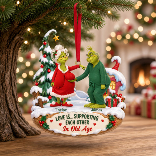 Love is Supporting Each Other In Old Age - Fun Old Couple Acrylic Ornament Ornament PopCulturePrints