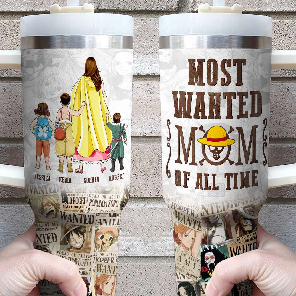 Custom 'Most Wanted Mom' Tumbler with Handle - Perfect Mother's Day Gift Tumbler Cup PopCulturePrints