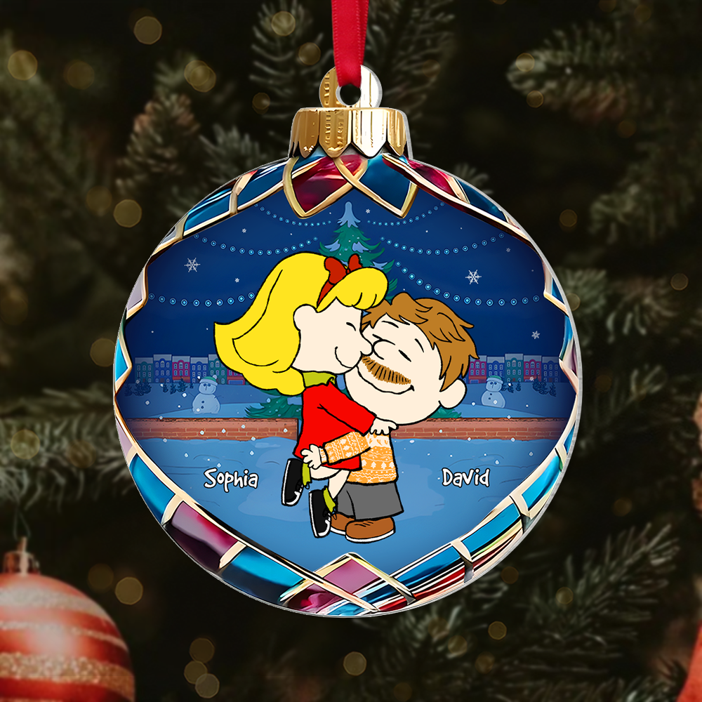 Custom Cartoon Couple Christmas Ornament