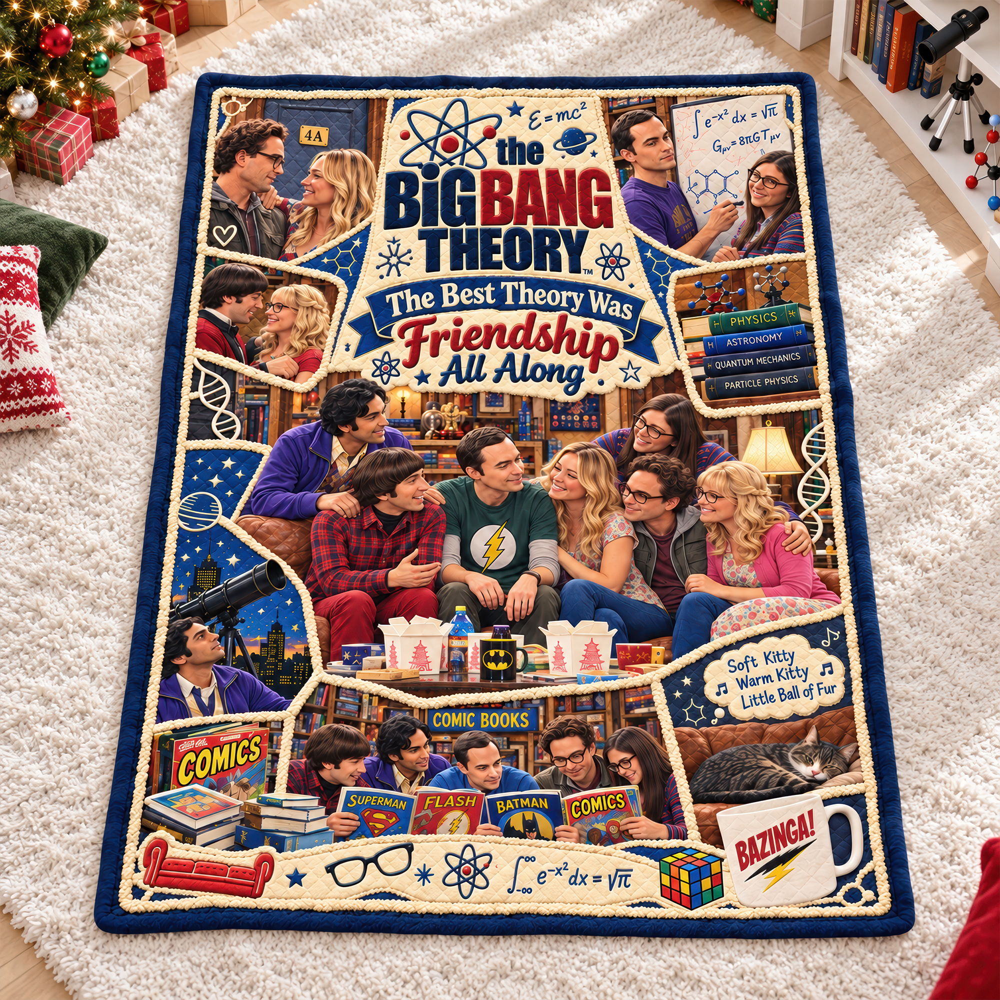 "The Best Theory Was Friendship All Along" - Personalized Science & Sitcom Blanket for TV Show Lovers Blanket PopCulturePrints