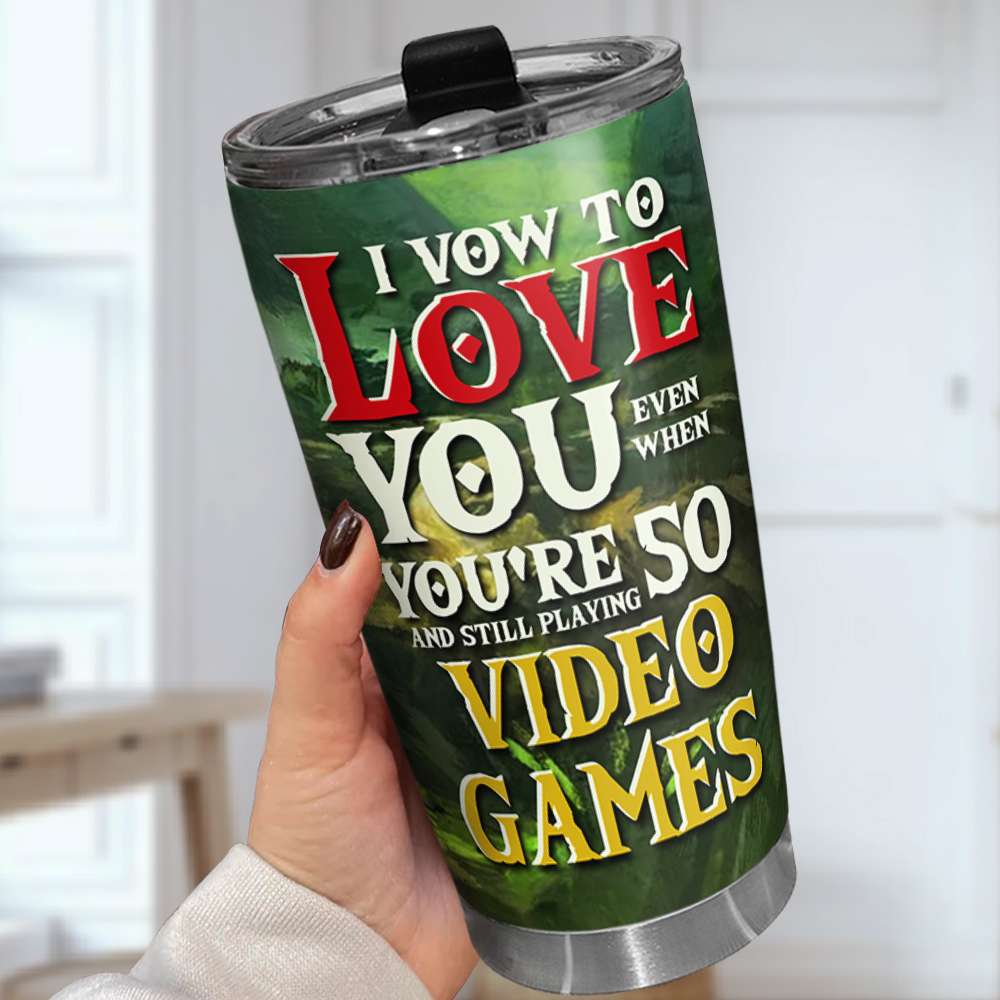 Personalized Gamer Couple Tumbler - Unique Valentine's Day Gifts with Love Vows Tumbler Cup PopCulturePrints