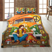 Load image into Gallery viewer, Personalized Hippie Couple Quilt Bedding Set - Unique Gift for Music Lovers Blanket PopCulturePrints
