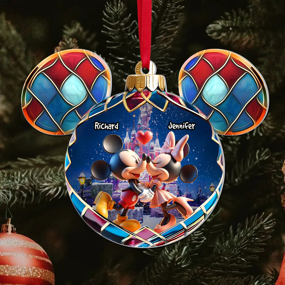 Customizable Christmas Ornament for Couples - Mickey & Minnie Theme