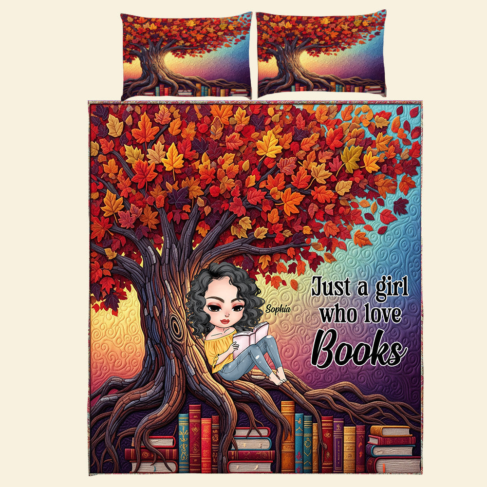 Just a Girl Who Loves Books - Personalized Quilt Bedding Set for Book Lovers Blanket PopCulturePrints
