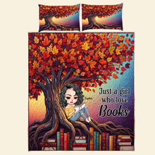 Load image into Gallery viewer, Just a Girl Who Loves Books - Personalized Quilt Bedding Set for Book Lovers Blanket PopCulturePrints
