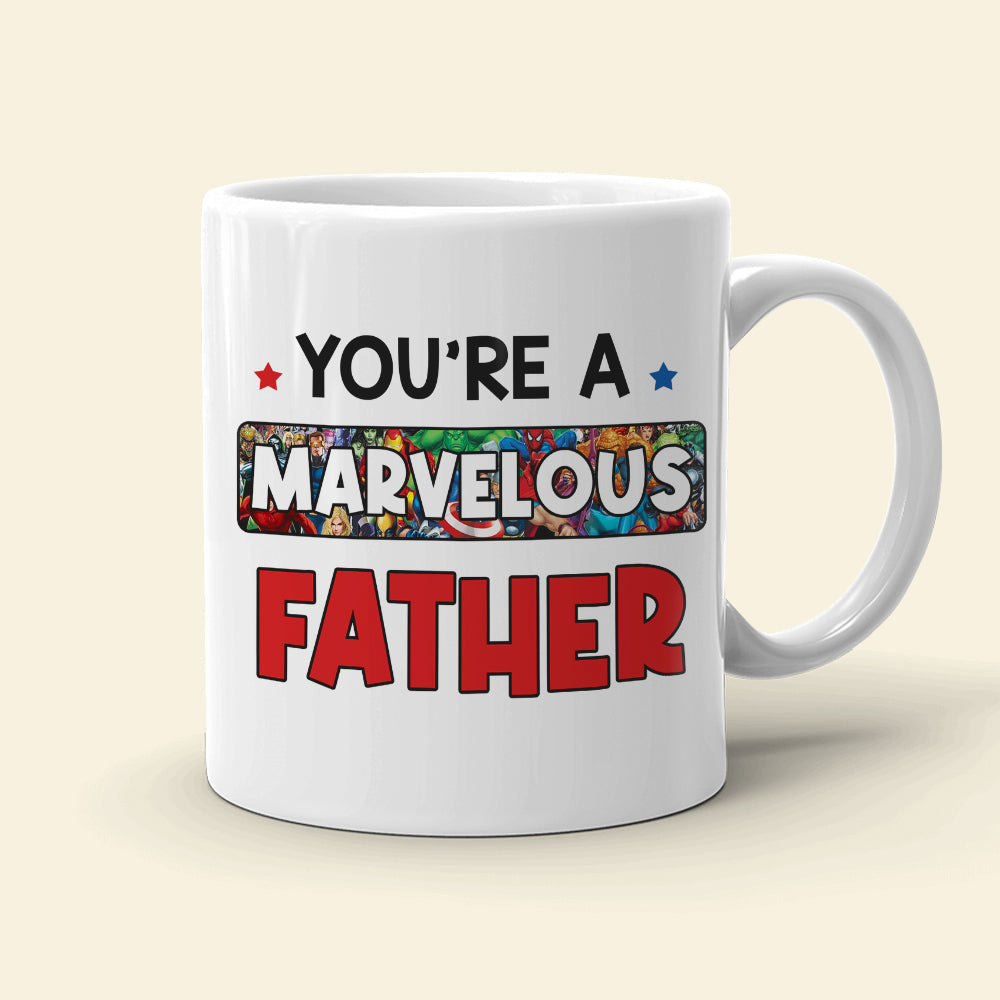 Marvelous Father Personalized Superhero Coffee Mug Coffee Mug PopCulturePrints