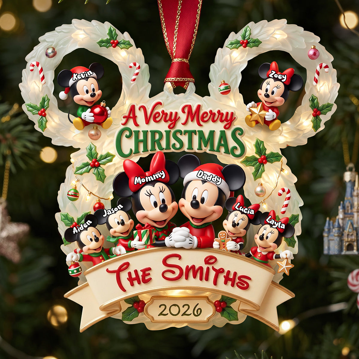 “A Very Merry Christmas” - Personalized Family Ornament - Custom Gift for Families, Loved Ones, and Friends