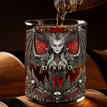Load image into Gallery viewer, Embrace the Darkness: Demon Goddess Drinking Glass - Personalized Gift for Gamers Whiskey Glass PopCulturePrints
