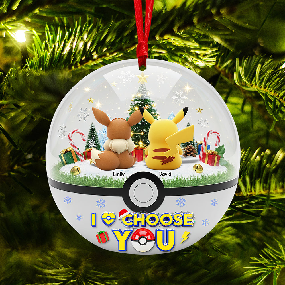"I Choose You" - Personalized Cartoon Couple Christmas Ornament - Unique Gift for Couples & Pokémon Lovers Ornament PopCulturePrints