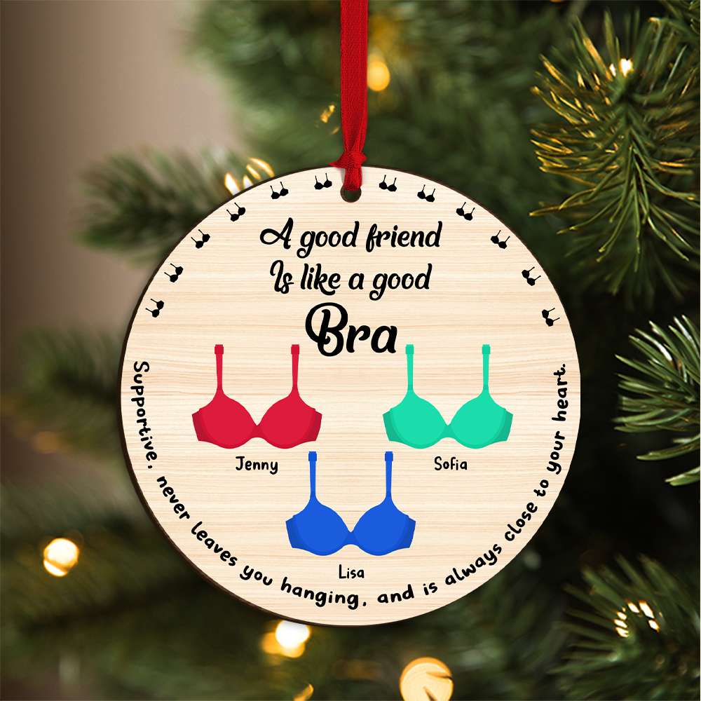 Personalized Funny Bra Ornament - Christmas Gift for Friends Ornament PopCulturePrints