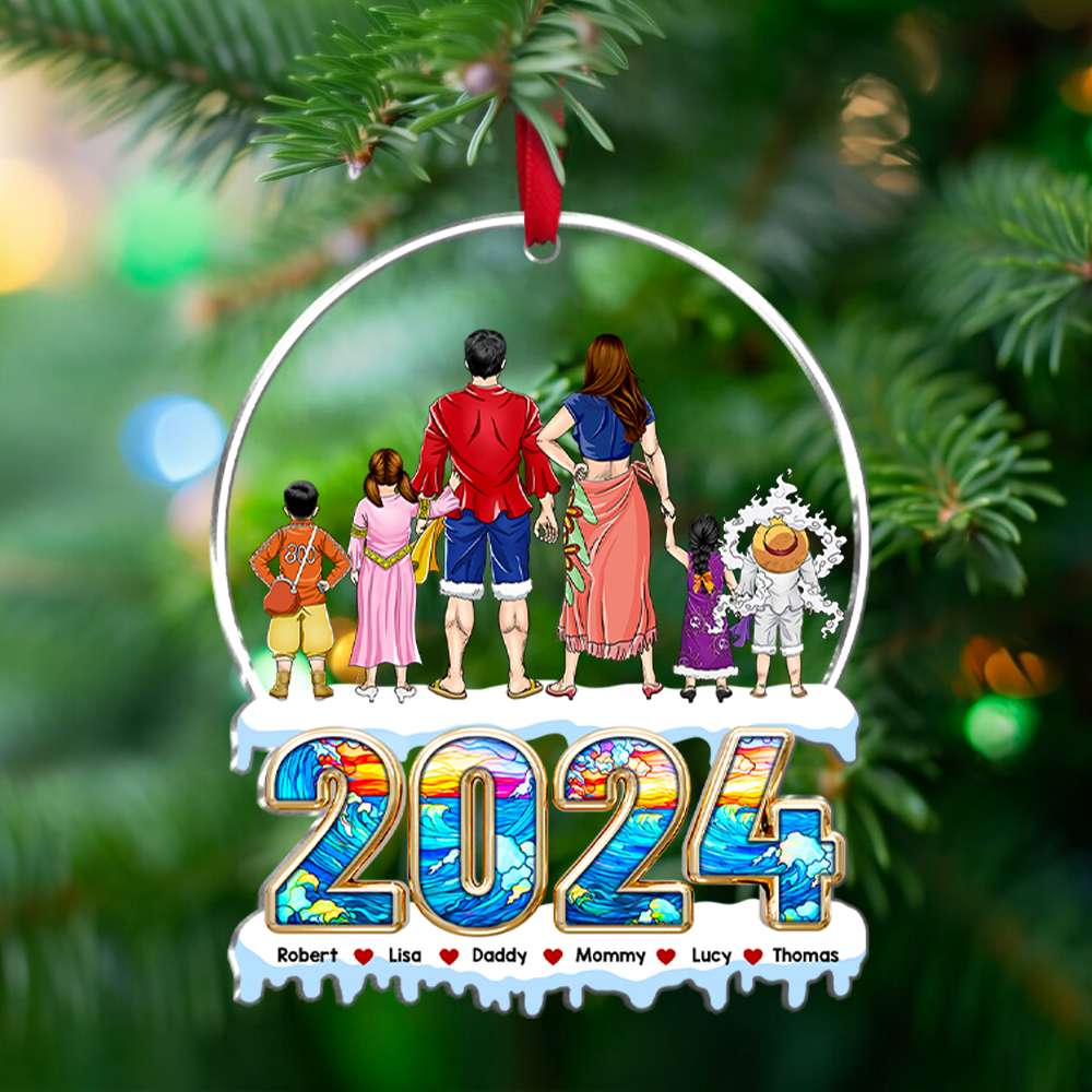Personalized Family Acrylic Ornament - Custom Name & Year 2024 Ornament PopCulturePrints