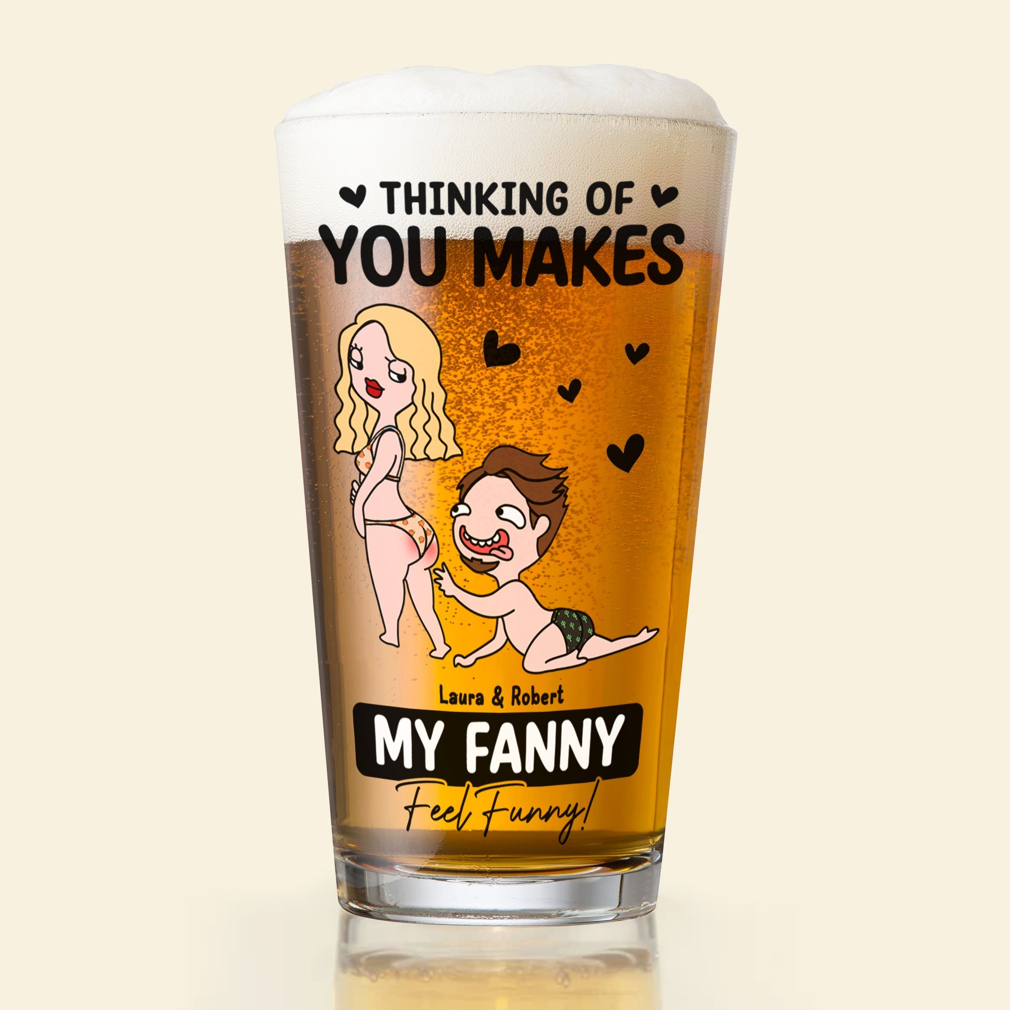 Personalized Naughty Couple Beer Glass Beer Glasses PopCulturePrints