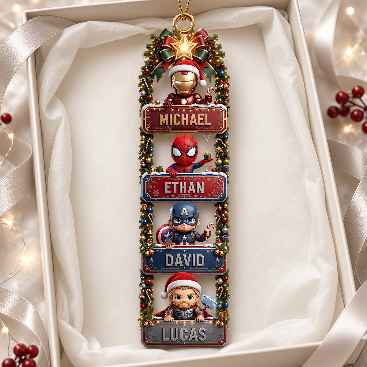 "Celebrate The Protector Within - Personalized Family Acrylic Ornament for Christmas"
