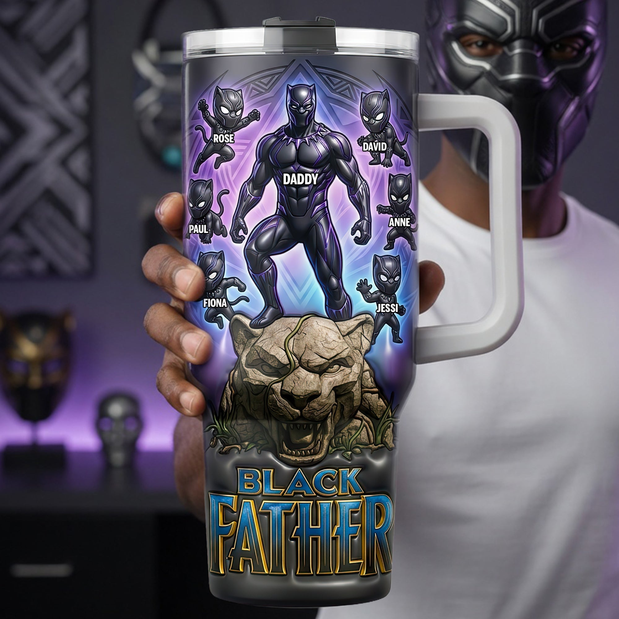 Empowered by Love - The Best Warrior Dad & Kids Tumbler - Personalized Gift for Dads Tumbler Cup PopCulturePrints