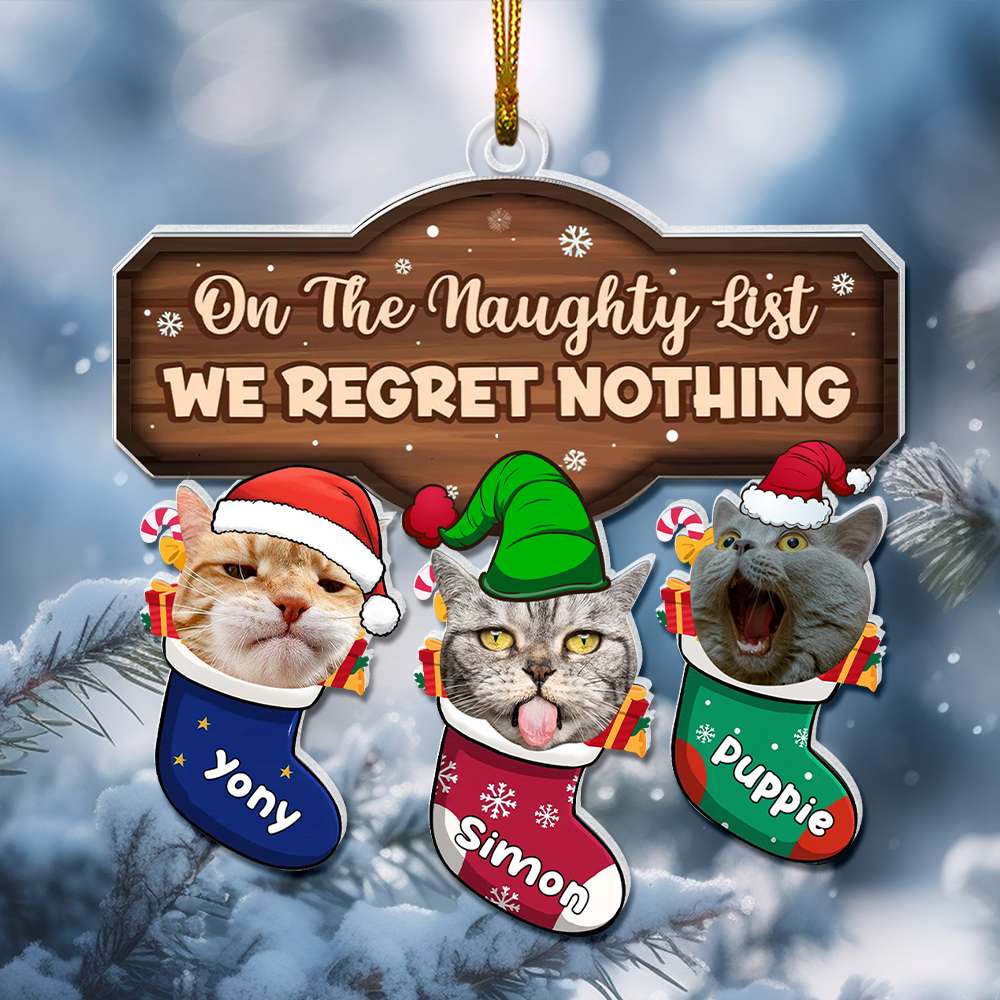 Custom Cat Lover's Naughty List Christmas Ornament Ornament PopCulturePrints