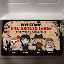 Load image into Gallery viewer, Personalized Horror Family Doormat - Welcome, You Should Leave Doormat PopCulturePrints
