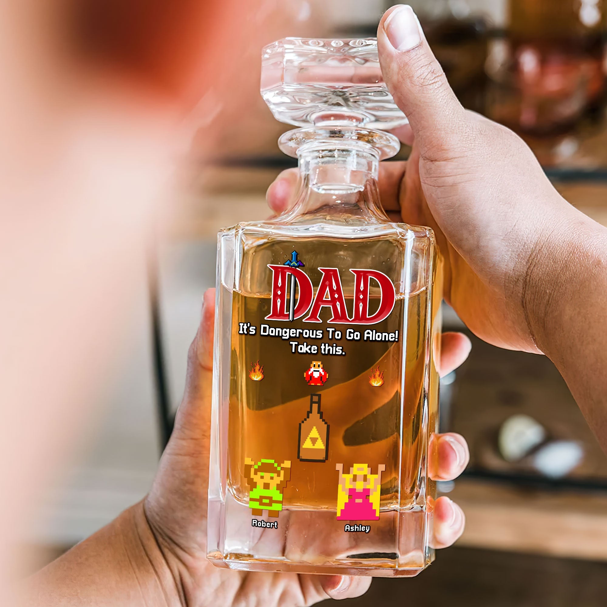 “Super Dads Deserve Super Gifts” - Personalized Super Dad Keychain - Gift for Dad, Grandpa, and Father Figures Whiskey Bottle PopCulturePrints