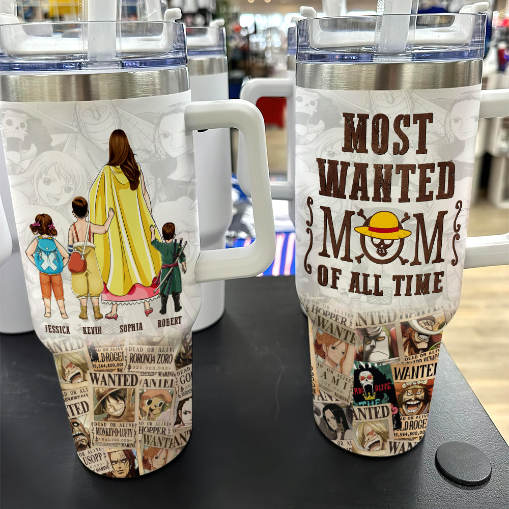 Custom 'Most Wanted Mom' Tumbler with Handle - Perfect Mother's Day Gift Tumbler Cup PopCulturePrints