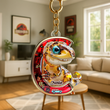 Load image into Gallery viewer, Dino Alphabet Letter Keychain - A Personalized Touch for Dinosaur Fans Keychains PopCulturePrints
