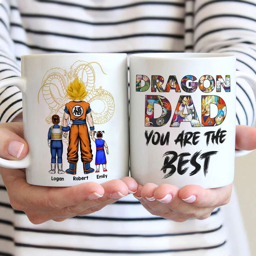 Personalized Dragon Dad Mug - Custom Anime-inspired Gift Coffee Mug PopCulturePrints