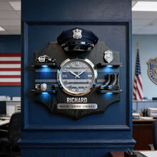 Load image into Gallery viewer, Honor, Service, Courage – Personalized Police Appreciation Acrylic Clock Gift for Officers Hanging Wall Clock PopCulturePrints
