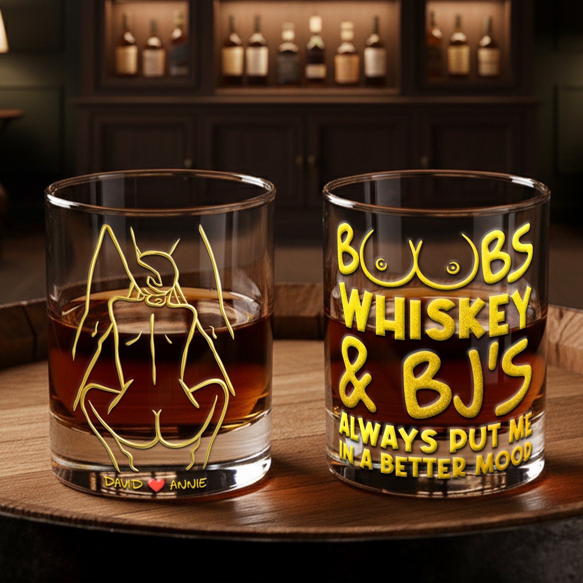 Cheers to Love: Couple's Best Mood Round Glass - Custom Gifts for Couples Glass PopCulturePrints