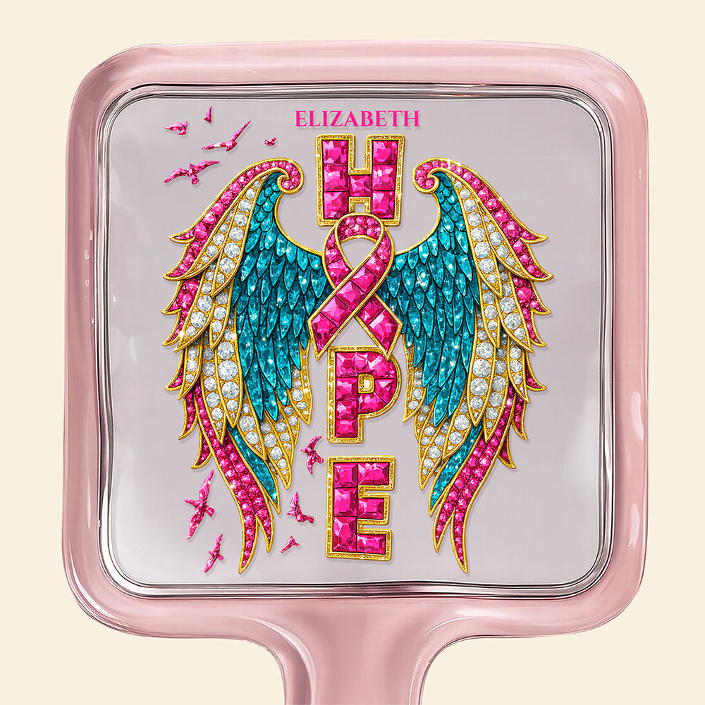 "Embrace Hope with Every Reflection" - Personalized Ribbon Awareness Handheld Mirror - Unique Gift for Loved Ones Mirror PopCulturePrints