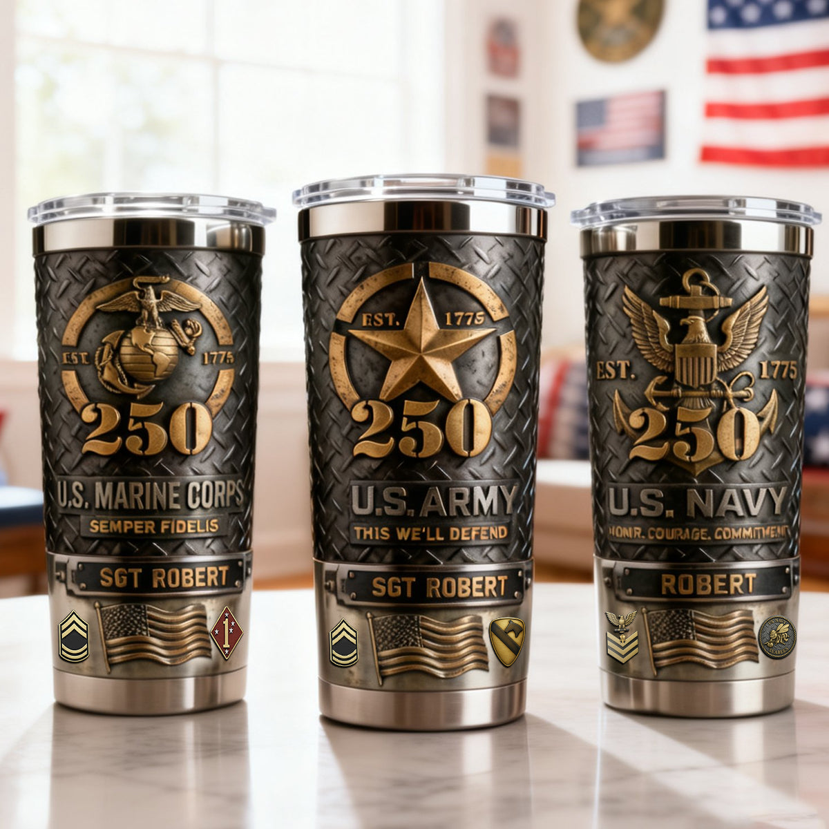 Proud American Veteran Tumbler - A Personalized Gift for Heroes Tumbler Cup PopCulturePrints