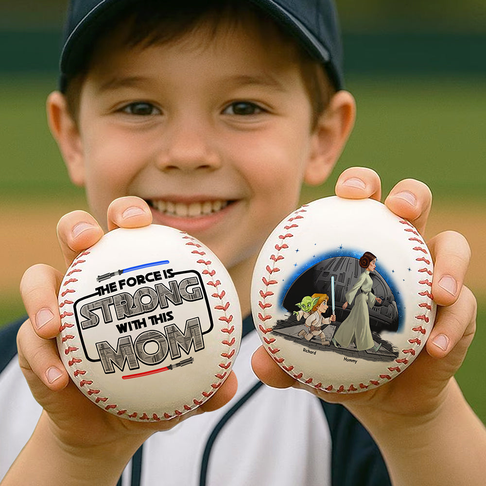 The Force Is Strong With This Mom - Personalized Baseball Gift for Moms and Grandmas Baseball PopCulturePrints