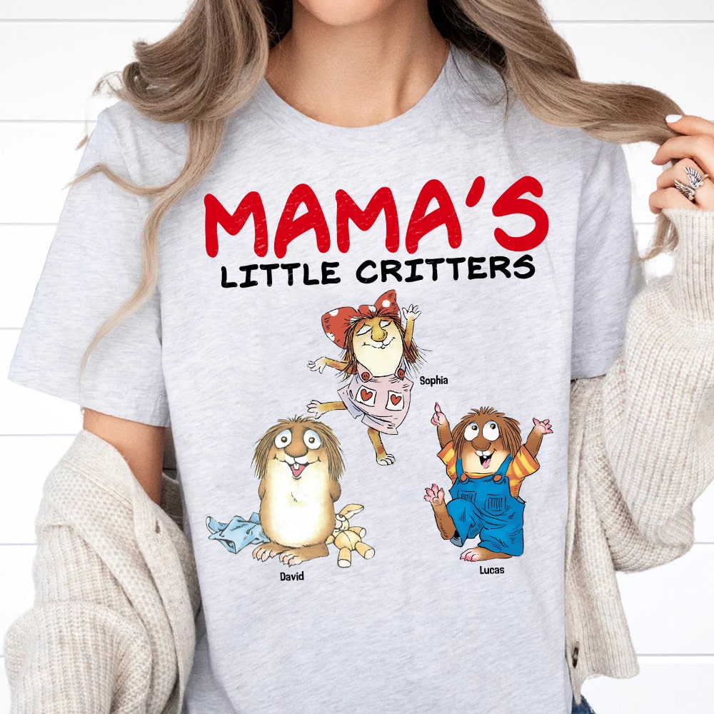 Mommy's Little Critters - Personalized T-Shirt for Mom, Cute Gift for Mother's Day and Grandma Shirts PopCulturePrints