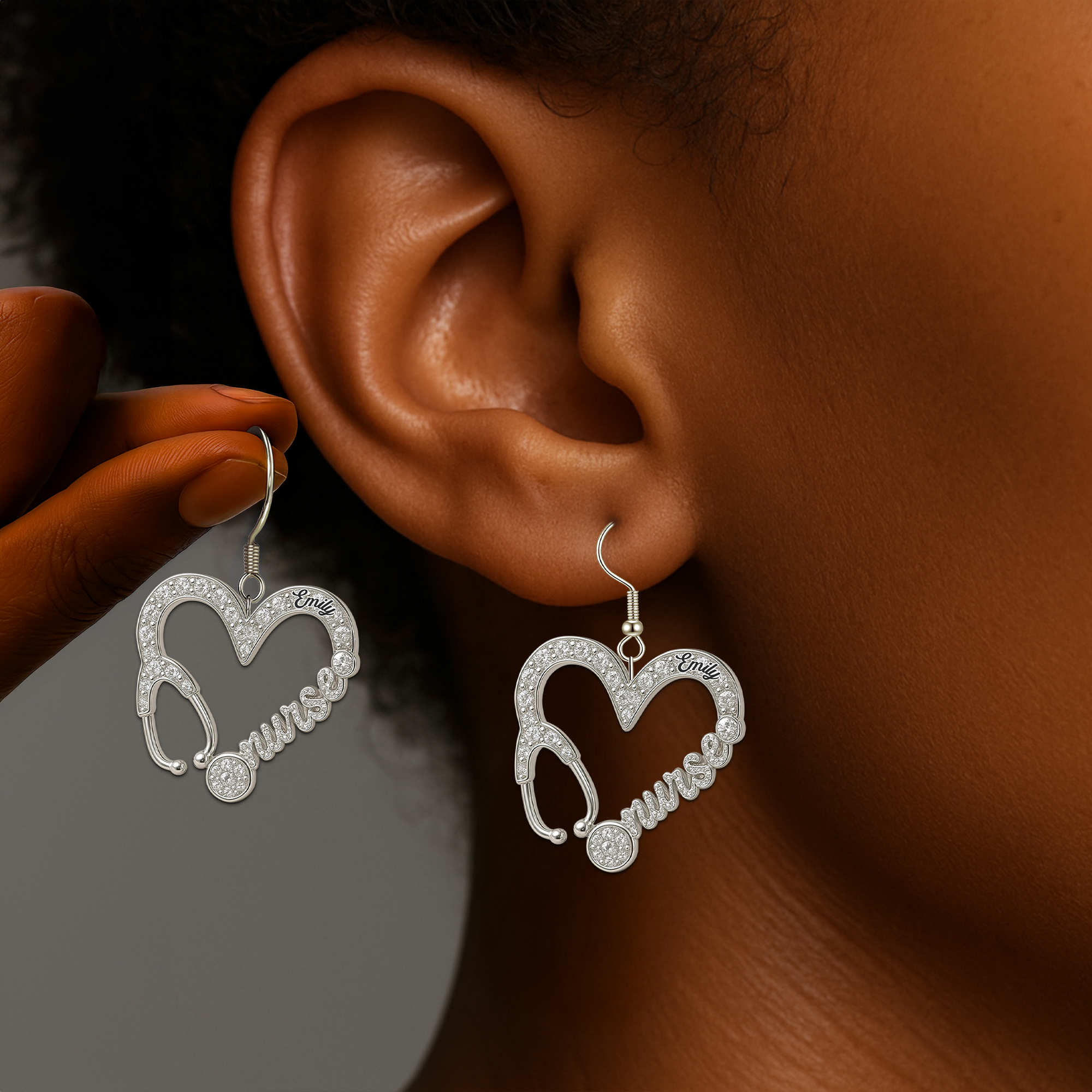"A Gift of Compassion – Personalized Nurse Acrylic Earrings" Earrings PopCulturePrints