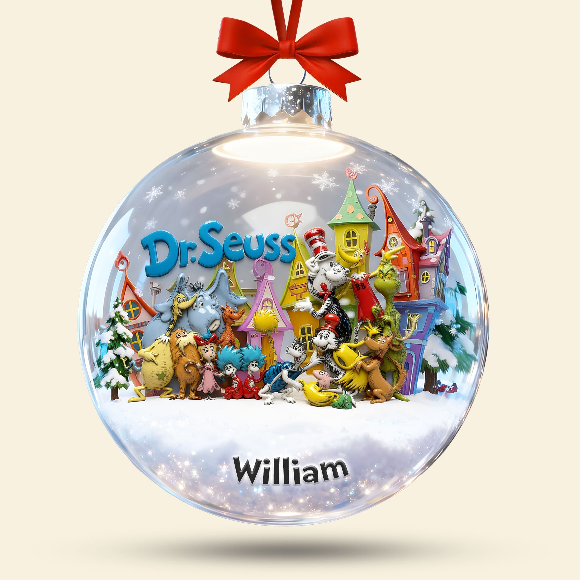 Celebrate Whimsy: Personalized Dr. Seuss Children’s Book Ornament – Perfect Gift for Kids and Fans Ornament PopCulturePrints