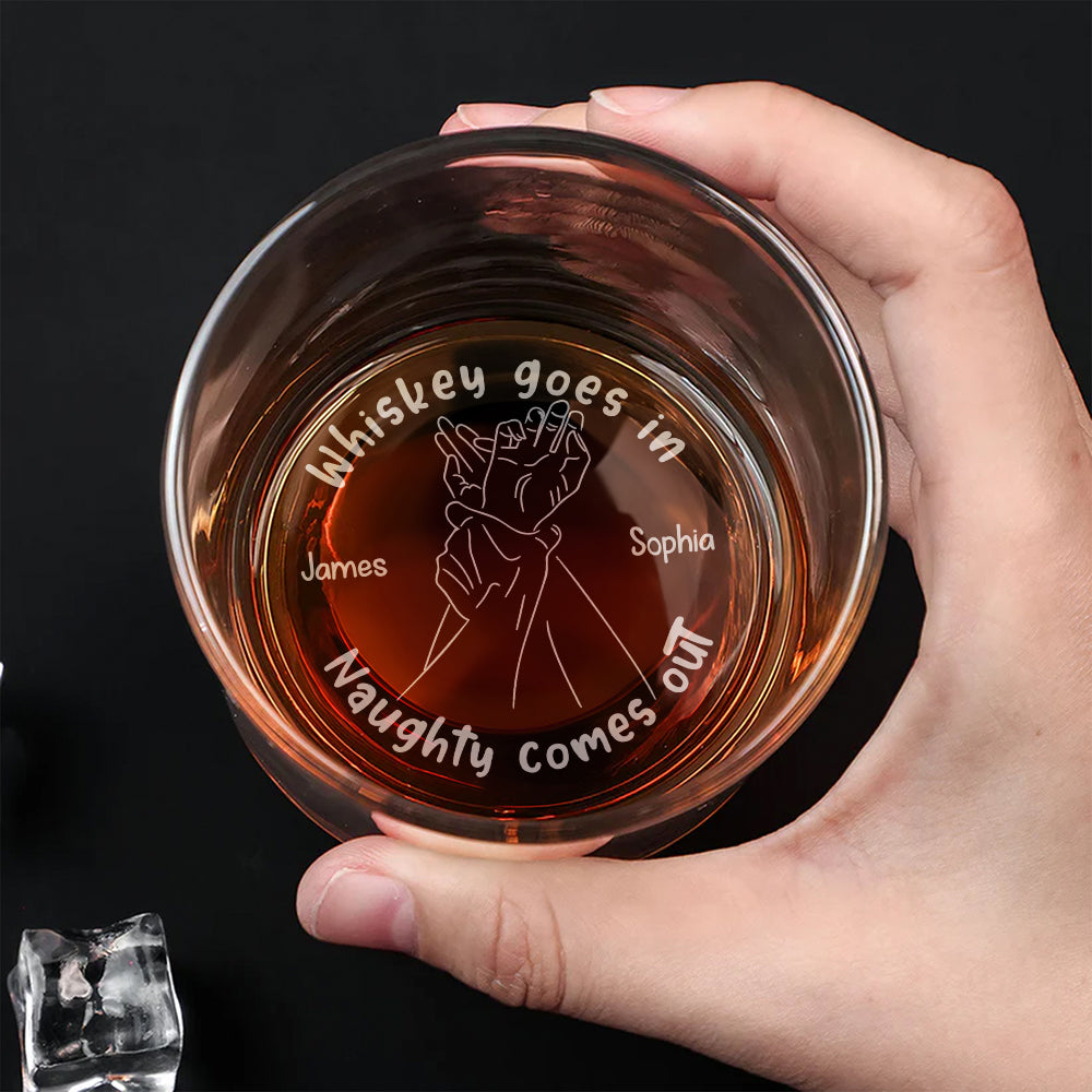 Personalized Couple Whiskey Glass - Naughty & Nice Whiskey Glass PopCulturePrints