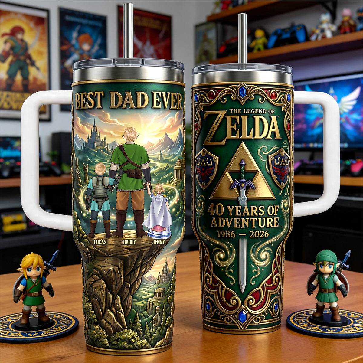 “Best Dad Ever” - Legendary Adventure Dad 40oz Tumbler - Personalized Gift for Father's Day Tumbler Cup PopCulturePrints