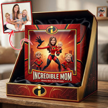 Load image into Gallery viewer, Incredible Mom - Customizable Superhero Acrylic Plaque Gift for Moms, Grandmas, and Special Women Shaped Plaques PopCulturePrints
