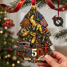 Load image into Gallery viewer, Celebrate the Heroes - Firefighter 250th Anniversary USA Ornament - Personalized Christmas Gift
