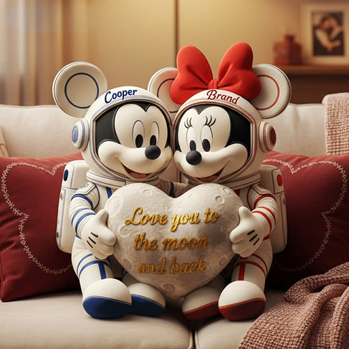 Love You to the Moon and Back: Astronaut Couple Custom Shape Pillow - Personalized Gift for Couples Pillow PopCulturePrints
