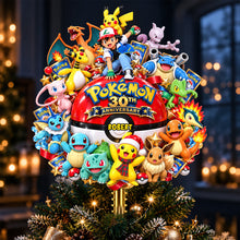 Load image into Gallery viewer, Celebrate 30 Years of Adventure - Personalized Pokémon Tree Topper Ornament PopCulturePrints
