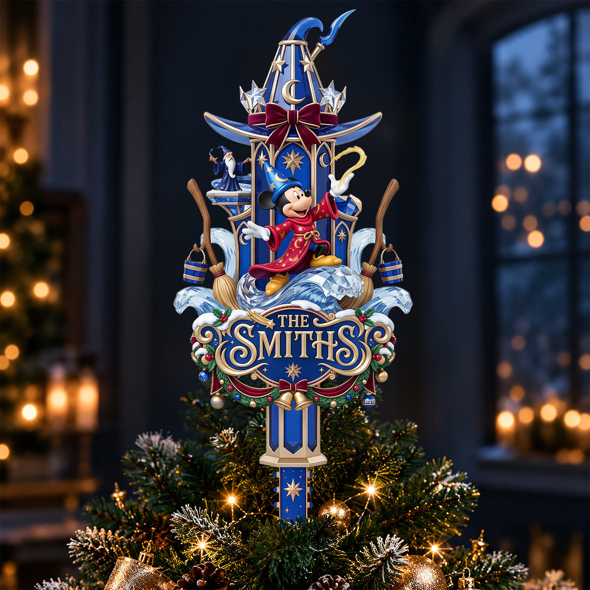 “Magical Memories Await” - Enchanted Wizard Tree Topper - Personalized Christmas Gift for Family and Friends