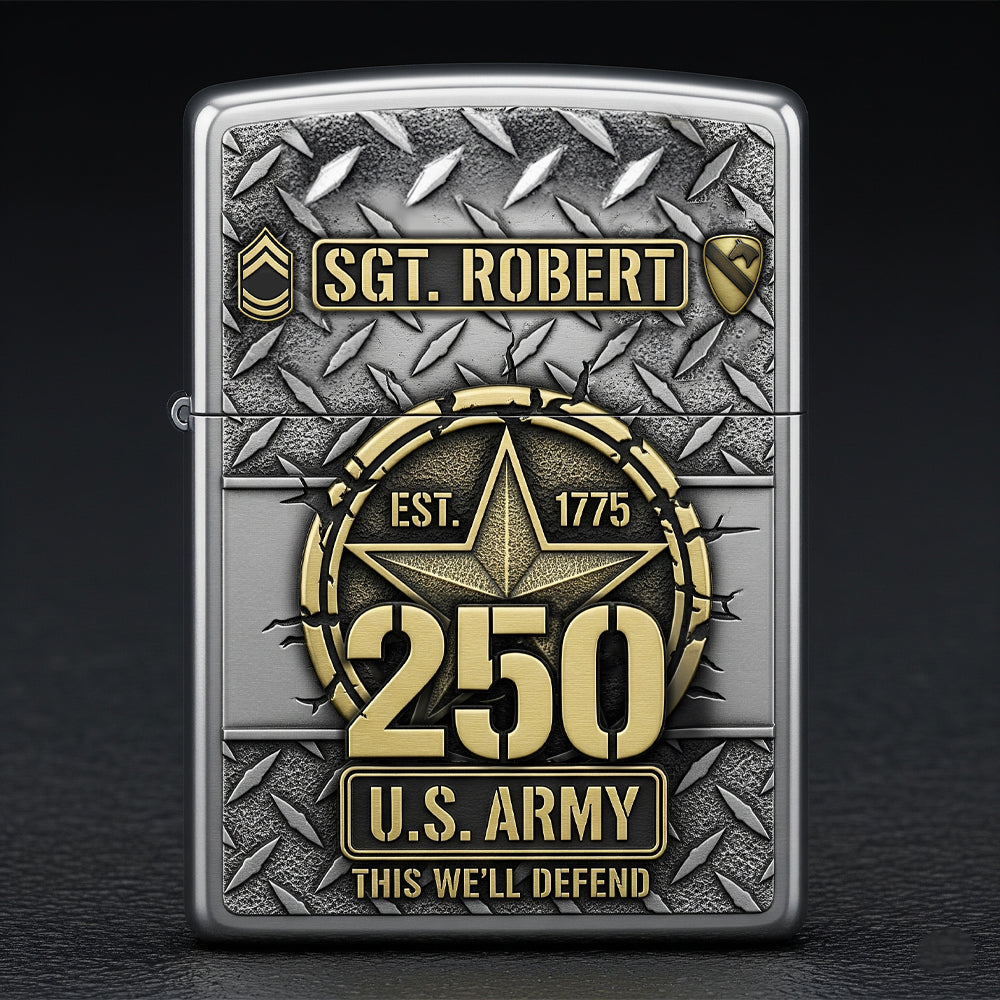 Honor the Brave: Military 250th Anniversary Flame Lighter - Personalized Gift for Veterans Lighter PopCulturePrints