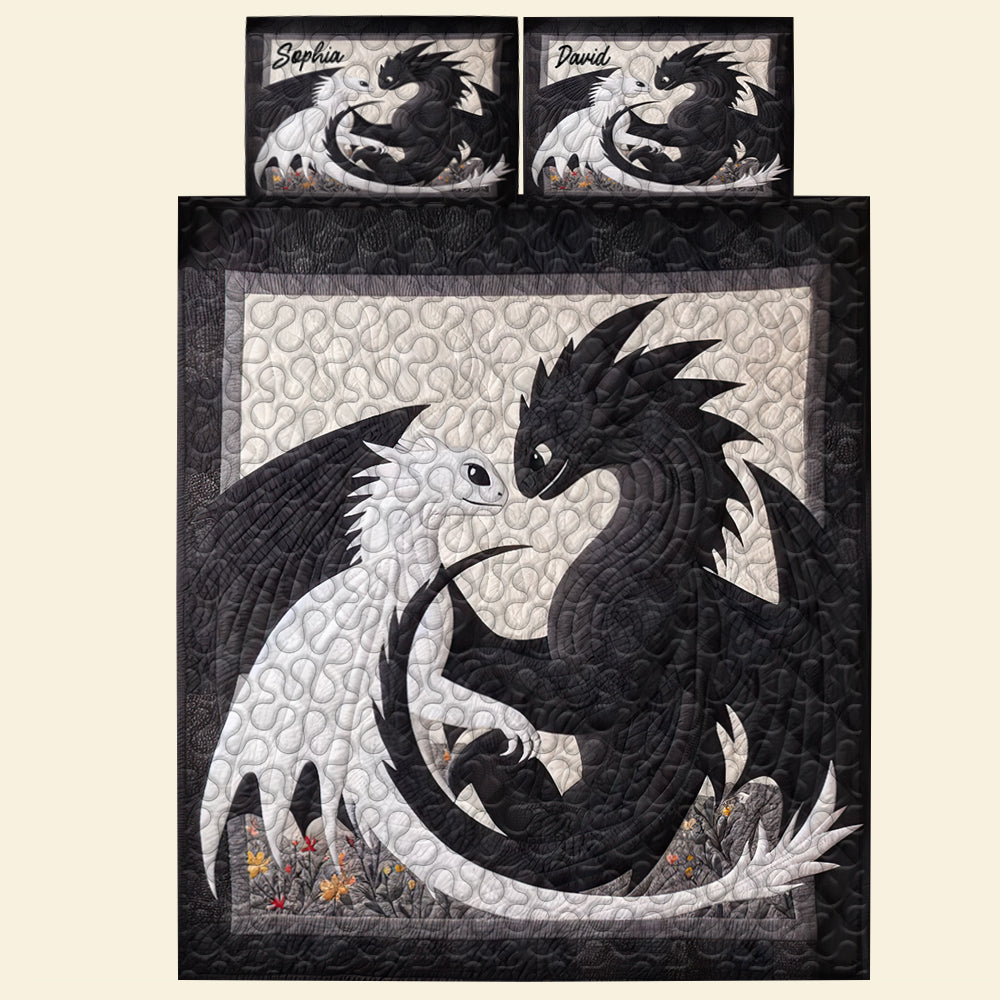 Dragon Themed Personalized Quilt Bedding Set for Couples Blanket PopCulturePrints
