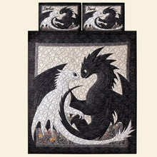 Load image into Gallery viewer, Dragon Themed Personalized Quilt Bedding Set for Couples Blanket PopCulturePrints
