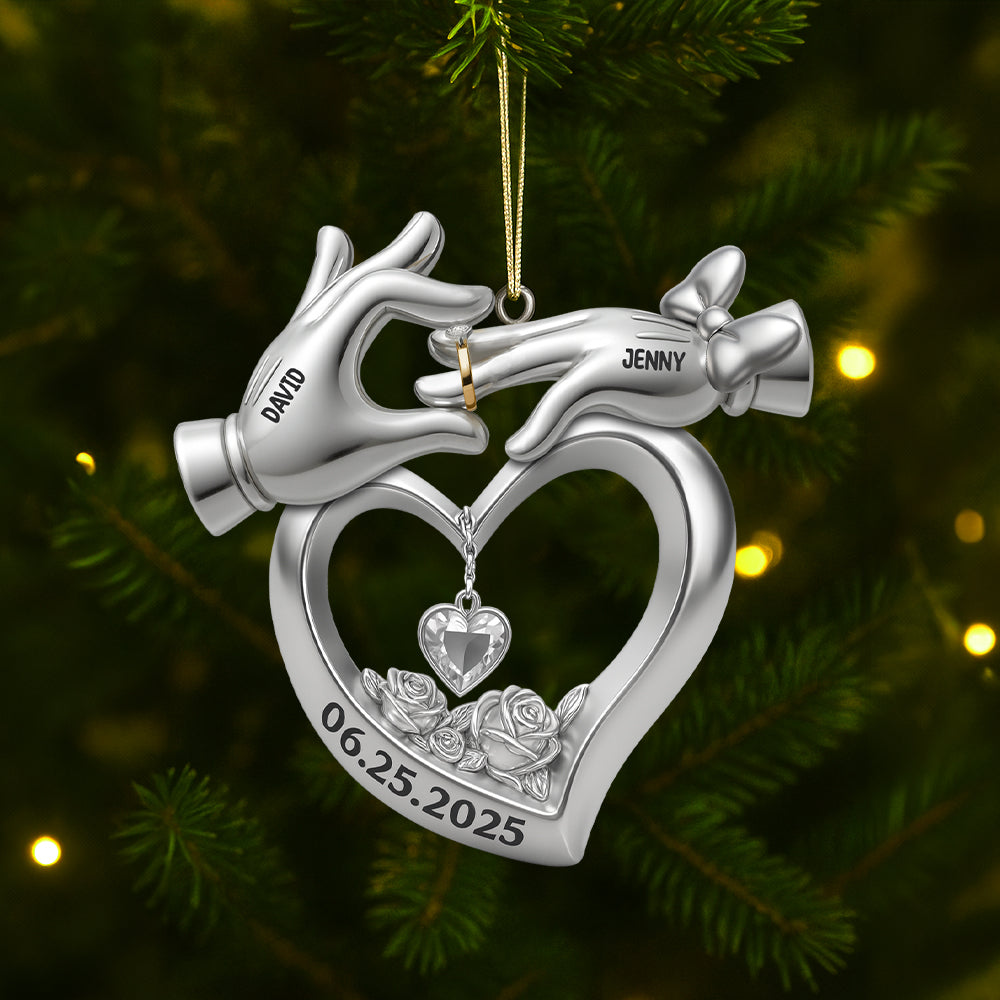 Celebrating Love: Personalized Acrylic Ornament for Newlyweds - Perfect Custom Gift for Couples and Family Ornament PopCulturePrints