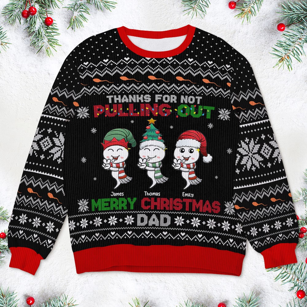 Personalized Funny Dad Christmas Sweater - Humor & Love AOP Products PopCulturePrints