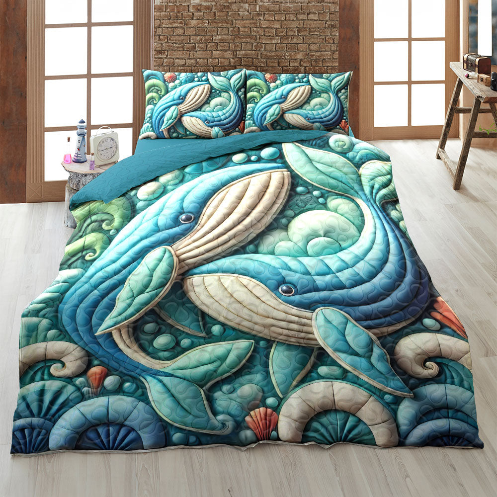 Whale Couple Quilt Bedding Set – A Perfect Gift for Couples Blanket PopCulturePrints