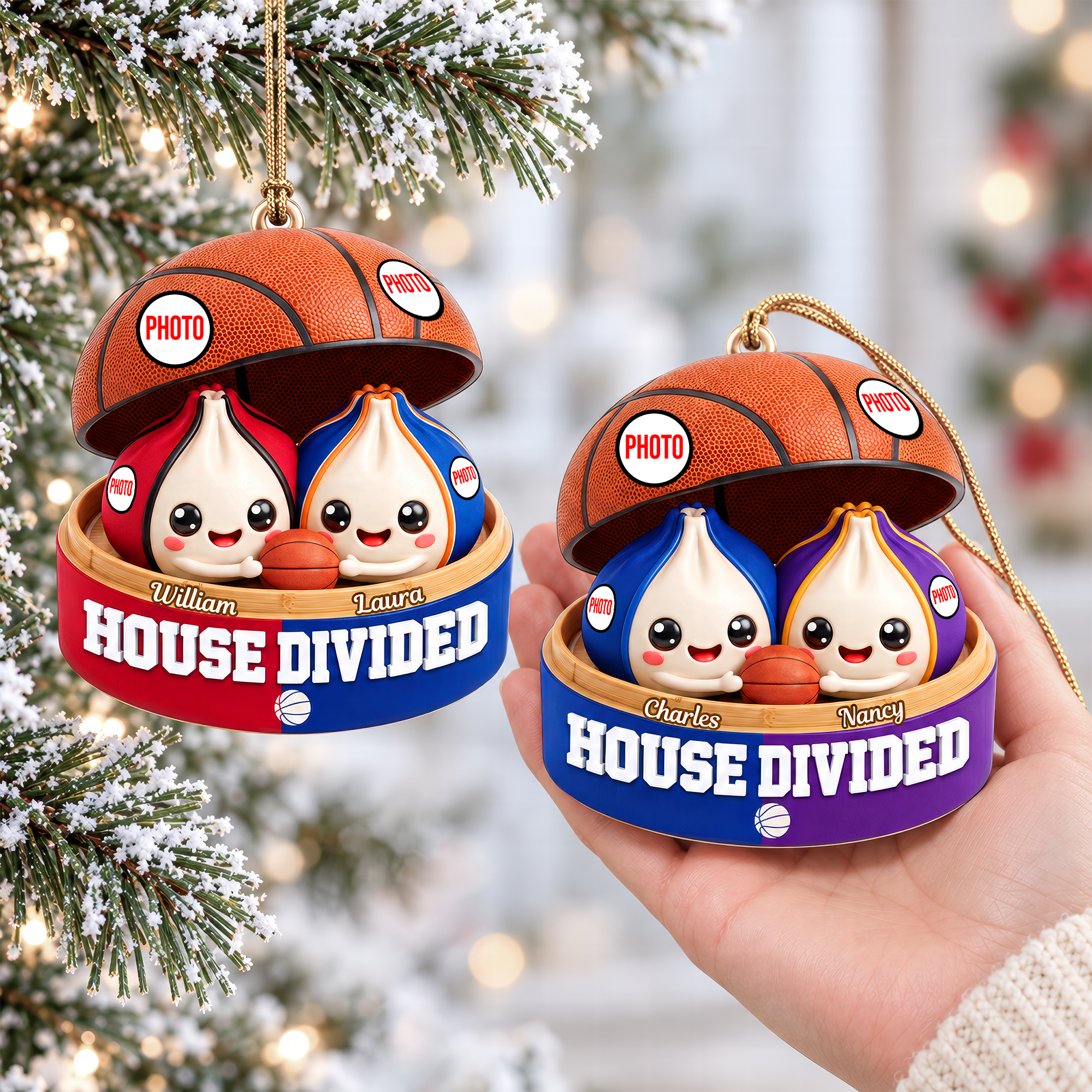 House United Dumpling Couple Ornament - Personalized Gifts For Sport Lover Couple Christmas Ornament 04HUQN131026 Ornament PopCulturePrints
